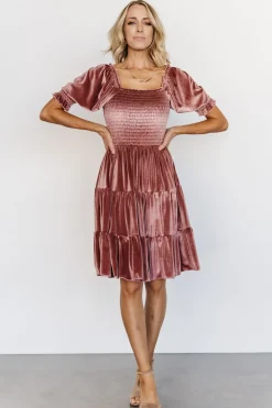 Sale Baltic Born Bliss Smocked Velvet Short Dress | Vintage Rose