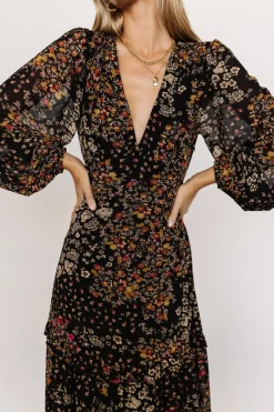 Online Baltic Born Bowman Deep V Maxi Dress | Black Multi