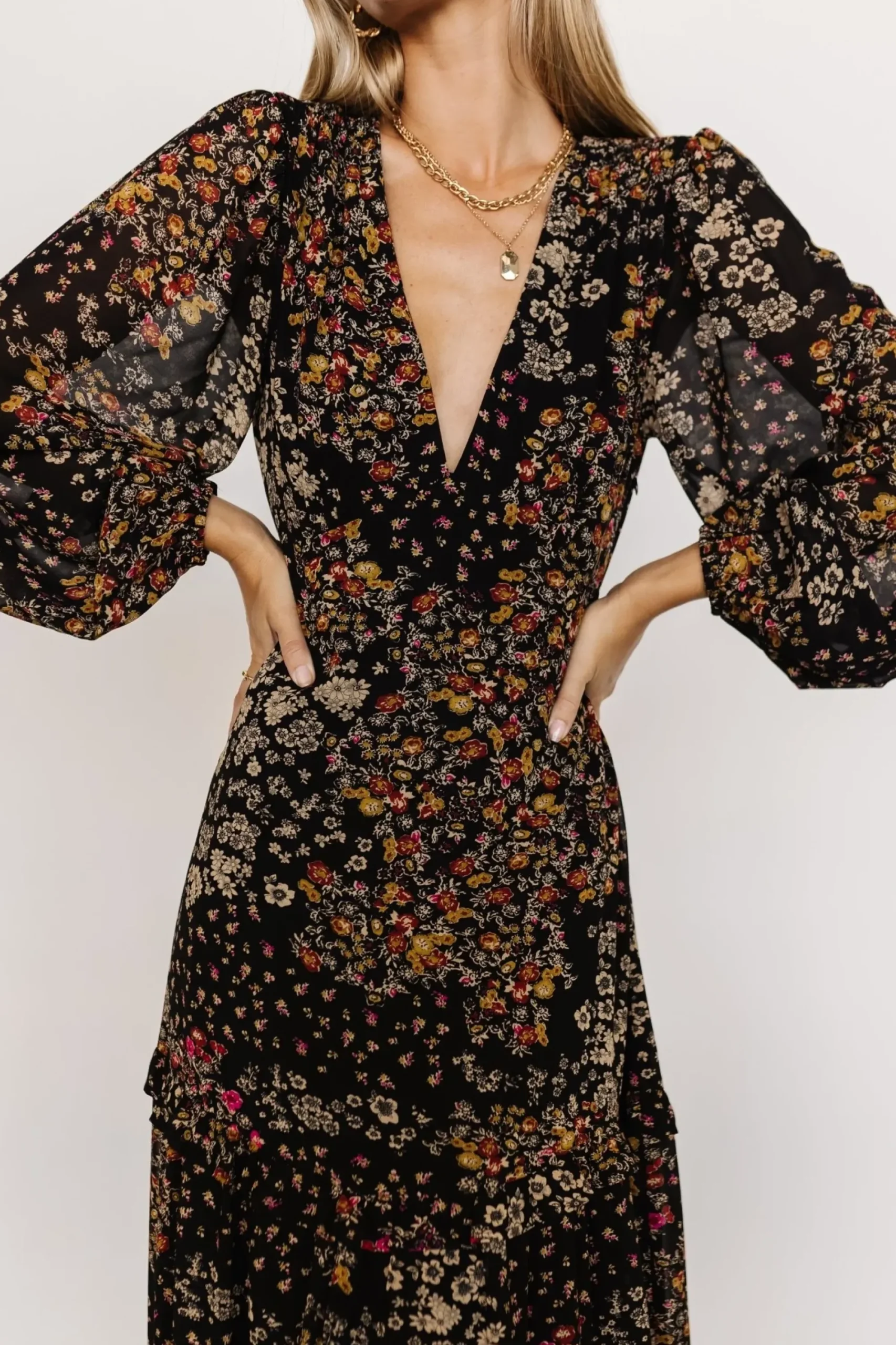 Online Baltic Born Bowman Deep V Maxi Dress | Black Multi