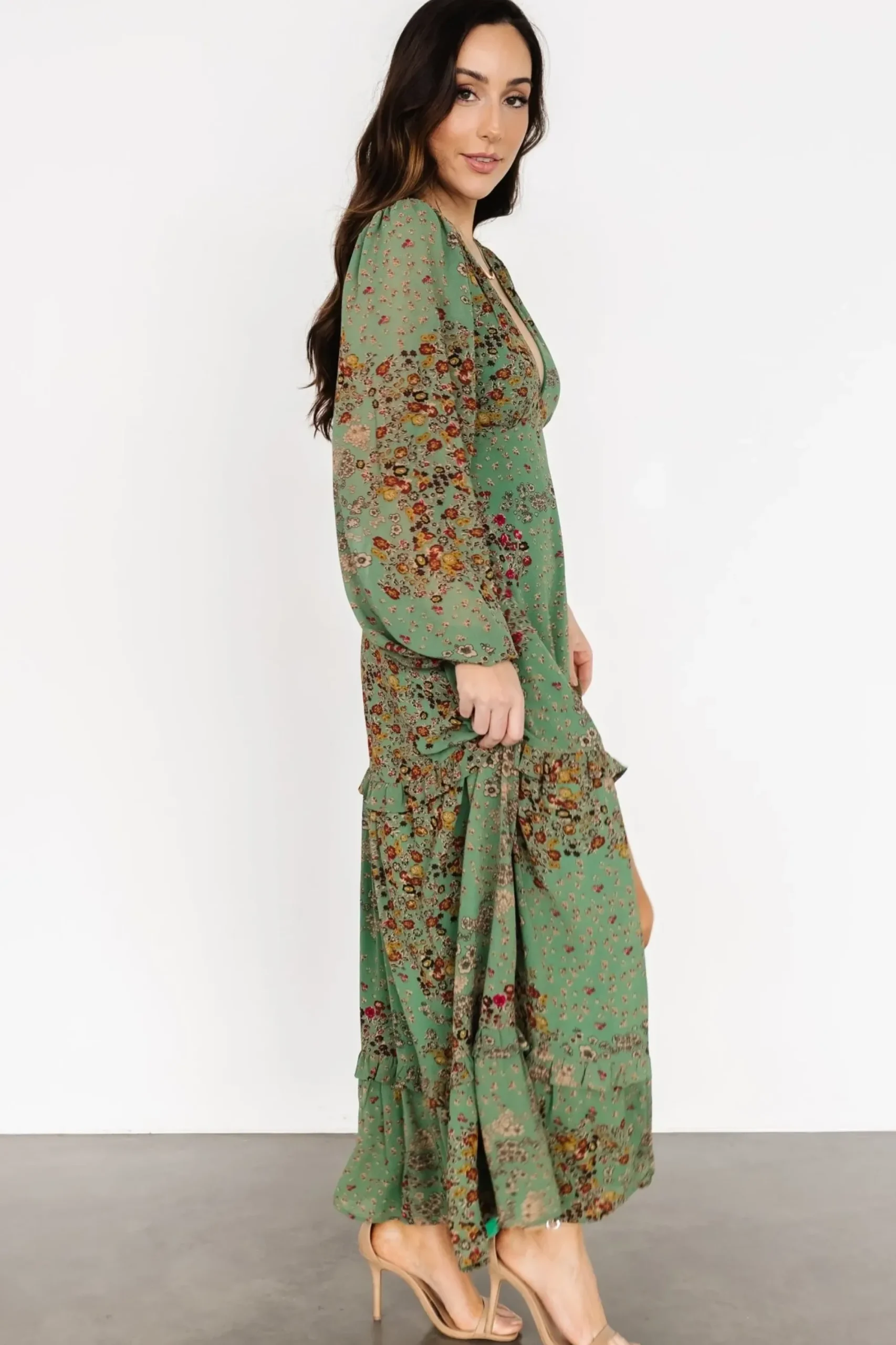Outlet Baltic Born Bowman Deep V Maxi Dress | Green Multi