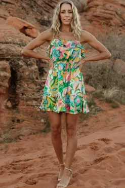 Clearance Baltic Born Braiden Short Dress | Green Multi Floral