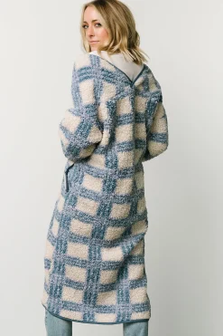 New Baltic Born Breckenridge Sherpa Long Cardigan | Blue Plaid
