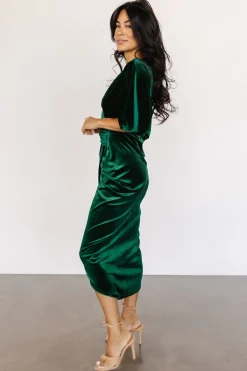 Sale Baltic Born Brendyn Ruched Velvet Dress | Emerald