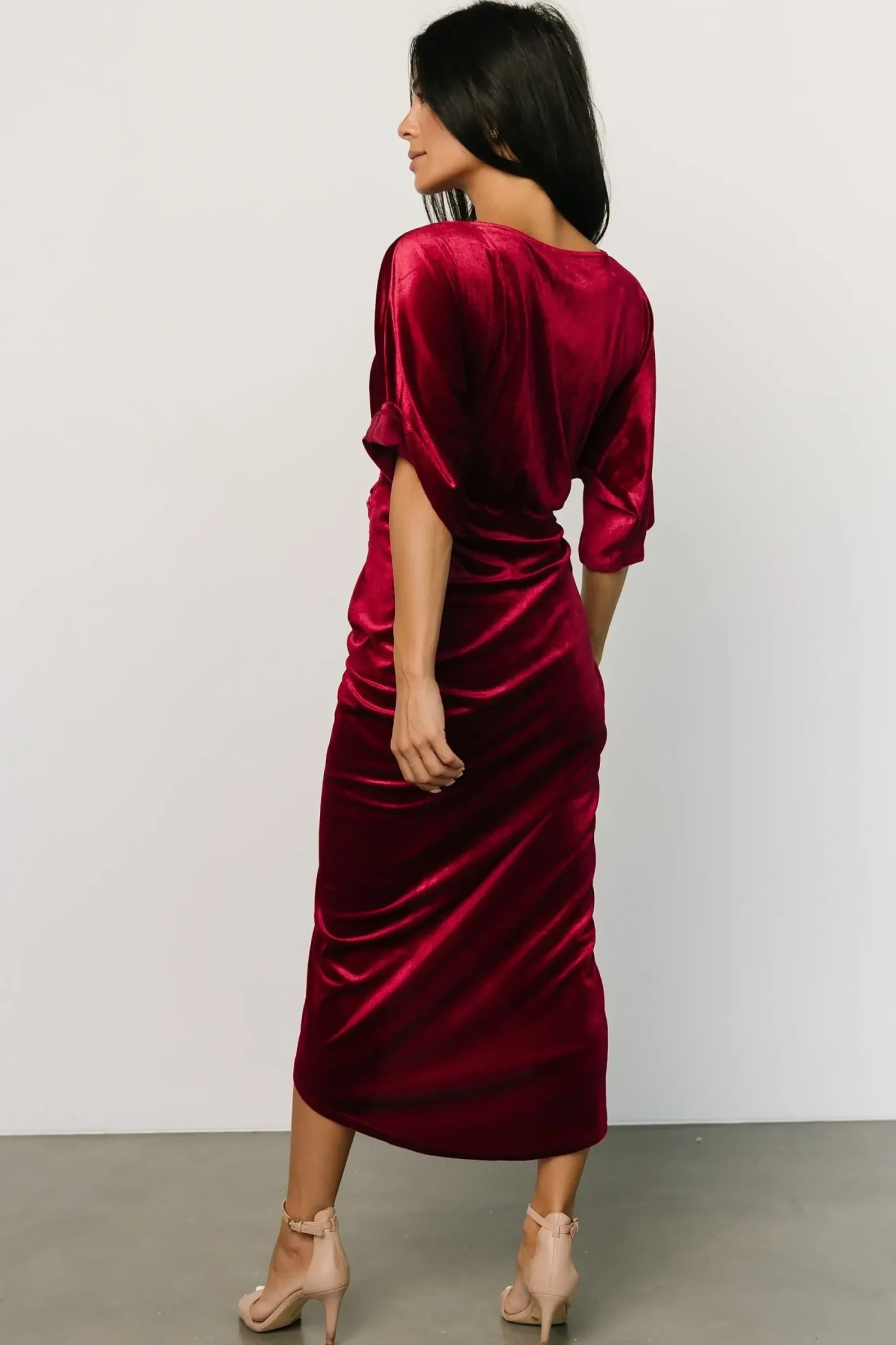 Discount Baltic Born Brendyn Ruched Velvet Dress | Wine