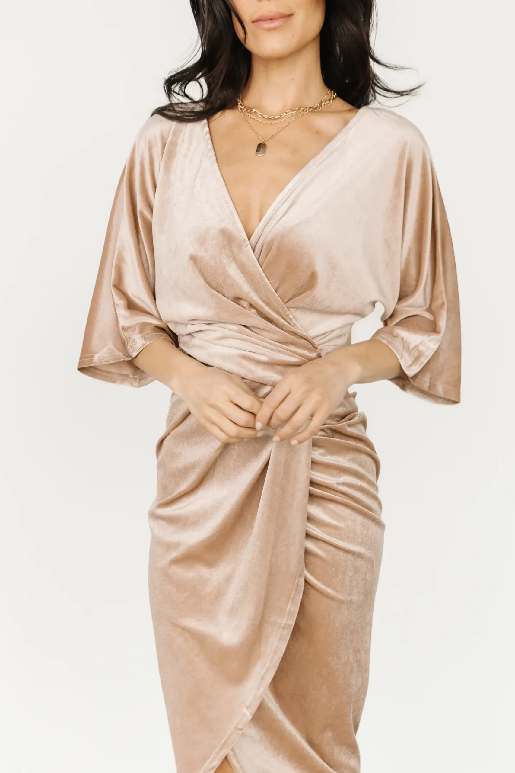 New Baltic Born Brendyn Ruched Velvet Dress | Champagne