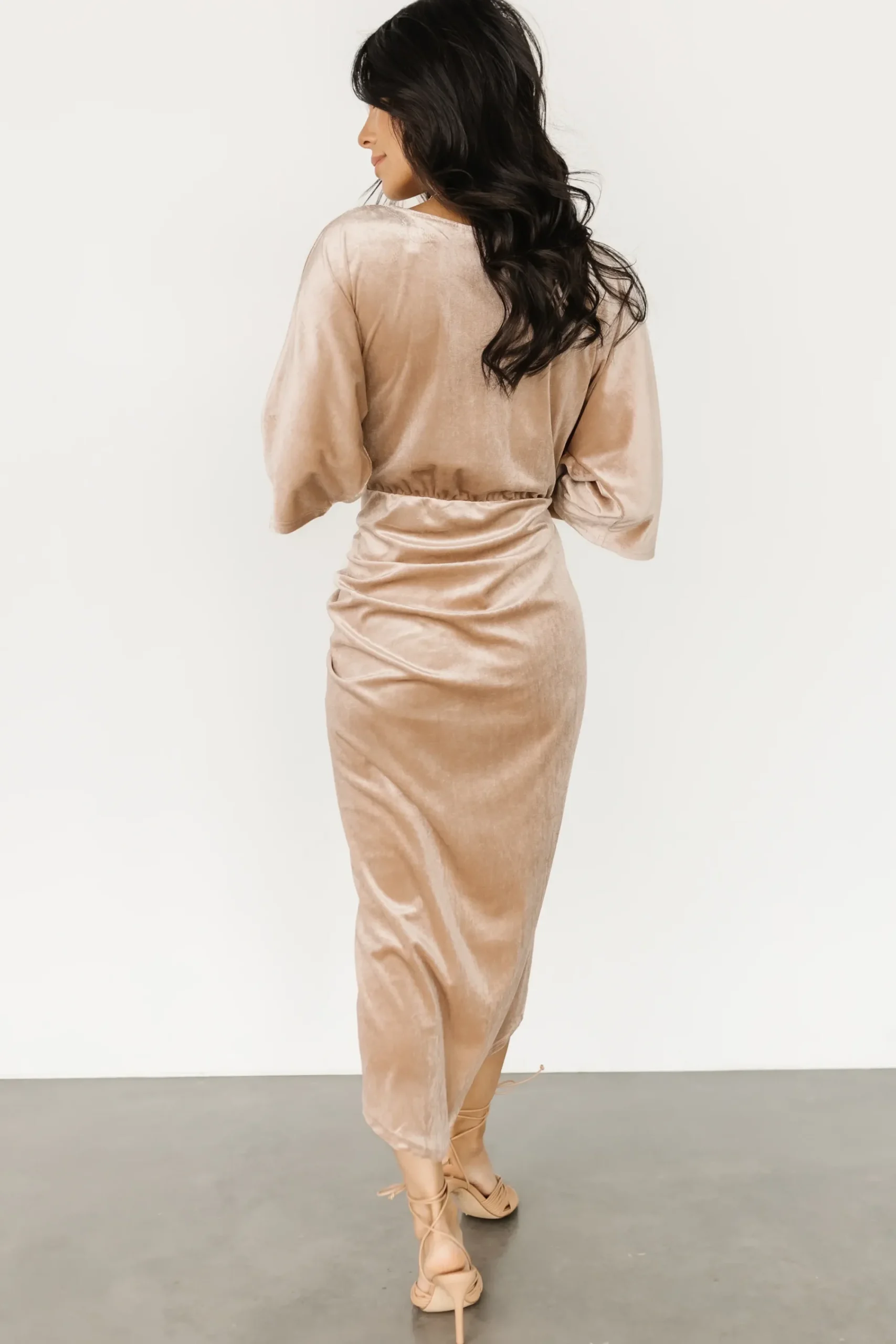New Baltic Born Brendyn Ruched Velvet Dress | Champagne