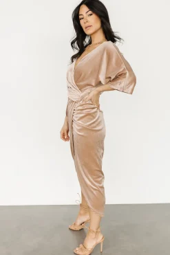 New Baltic Born Brendyn Ruched Velvet Dress | Champagne
