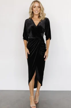 New Baltic Born Brendyn Ruched Velvet Dress | Black