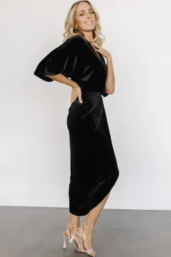 New Baltic Born Brendyn Ruched Velvet Dress | Black