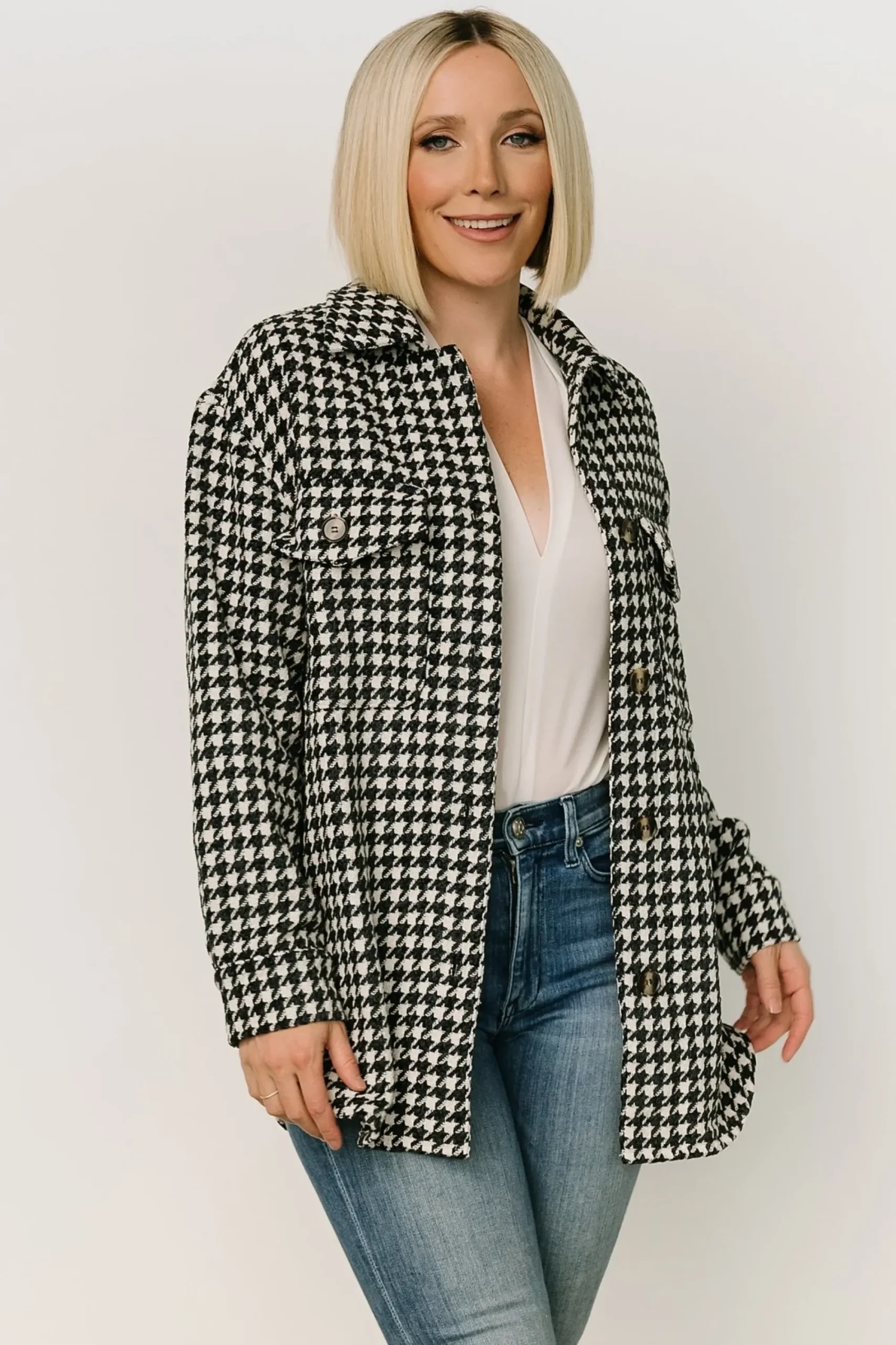 Online Baltic Born Bridger Houndstooth Jacket | Dark Navy + Ivory