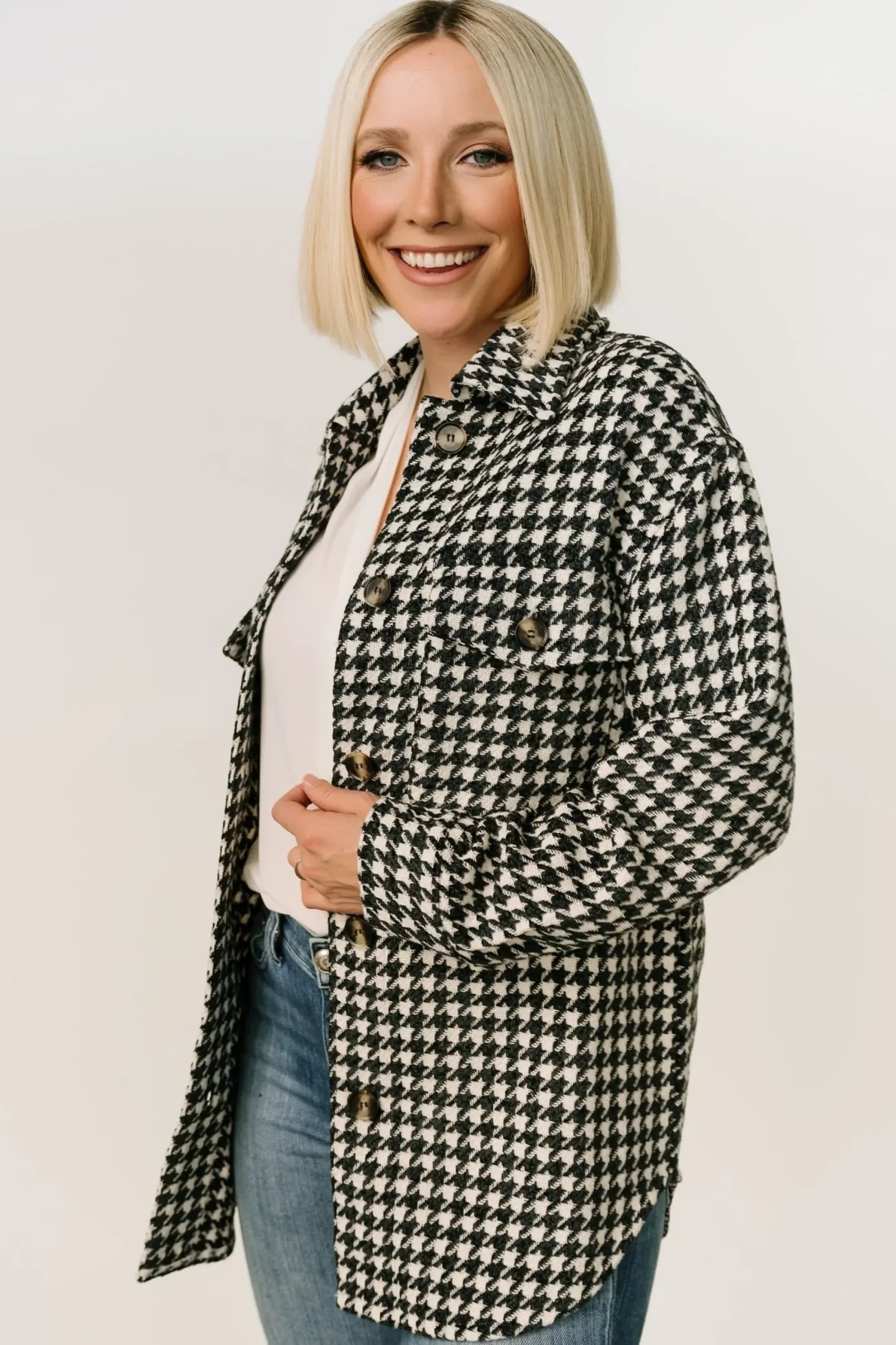 Online Baltic Born Bridger Houndstooth Jacket | Dark Navy + Ivory