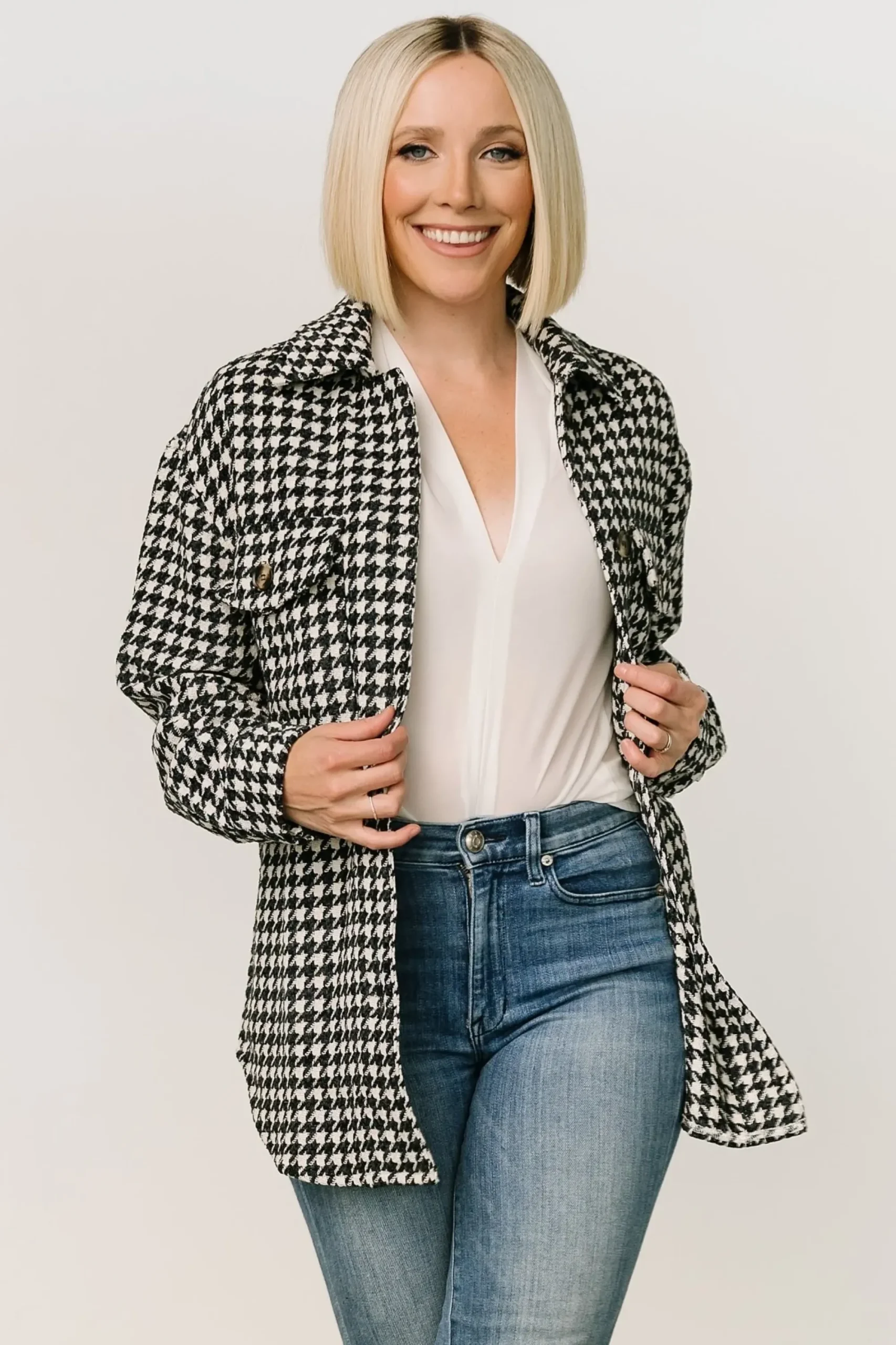 Online Baltic Born Bridger Houndstooth Jacket | Dark Navy + Ivory