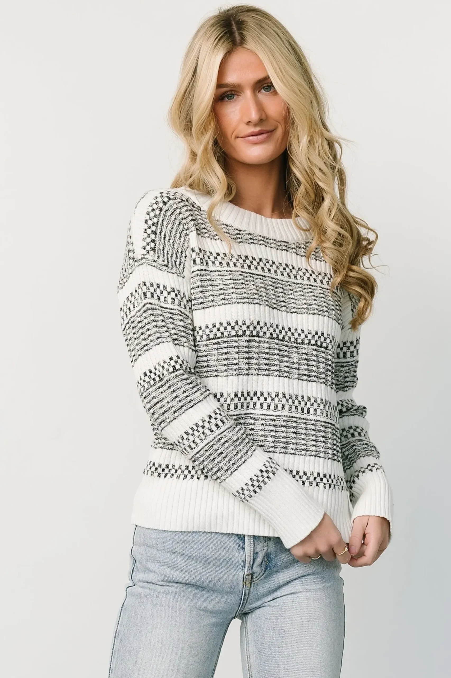 Discount Baltic Born Brigitte Knit Sweater | Black + Off White