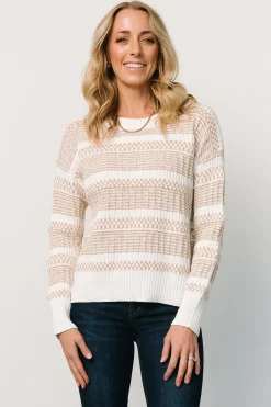 Sale Baltic Born Brigitte Knit Sweater | Taupe + Off White