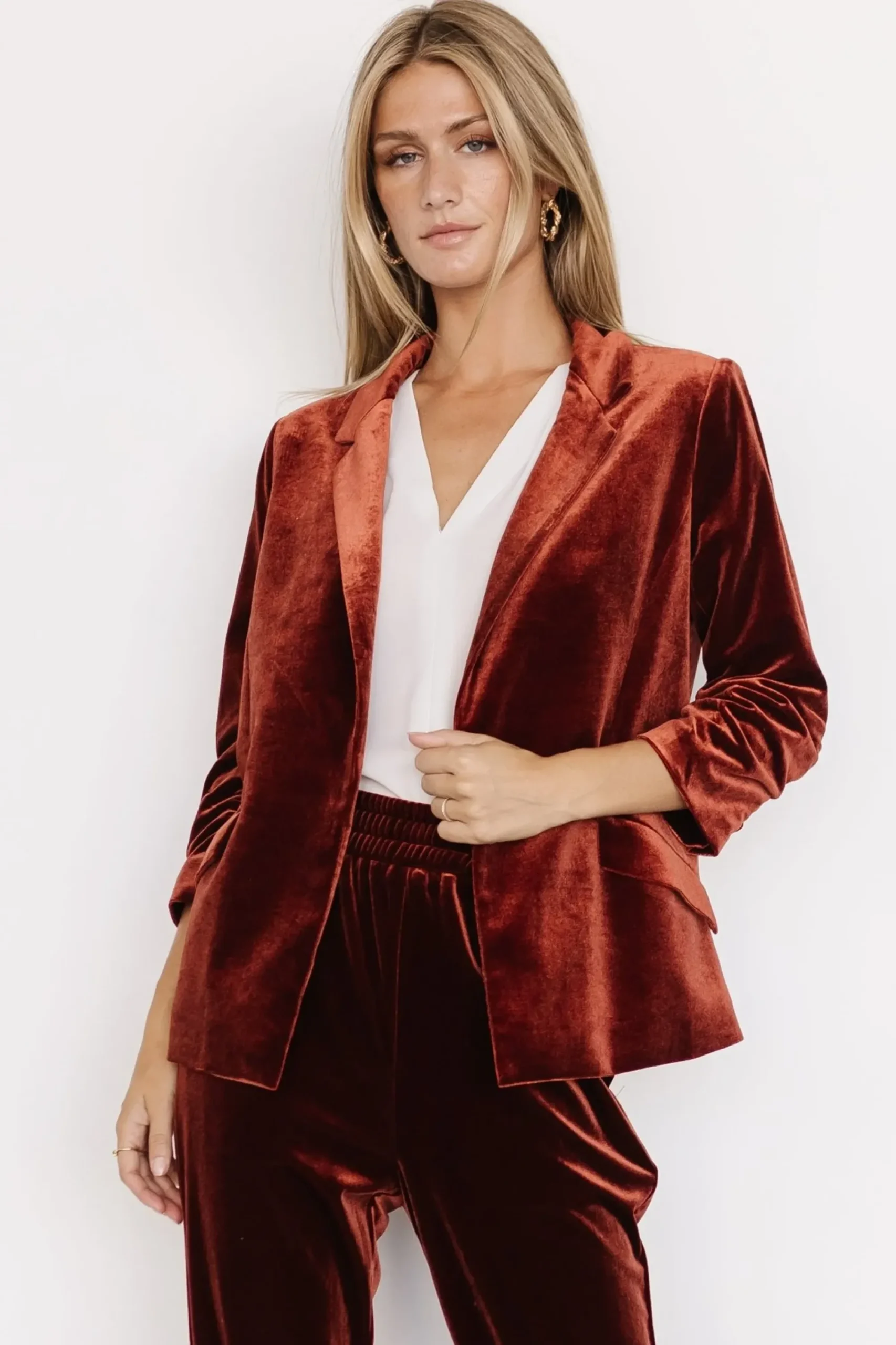 New Baltic Born Brinton Velvet Blazer | Cinnamon