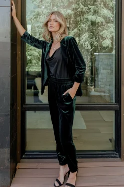 New Baltic Born Brinton Velvet Blazer | Dark Green