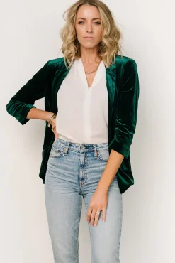 New Baltic Born Brinton Velvet Blazer | Dark Green