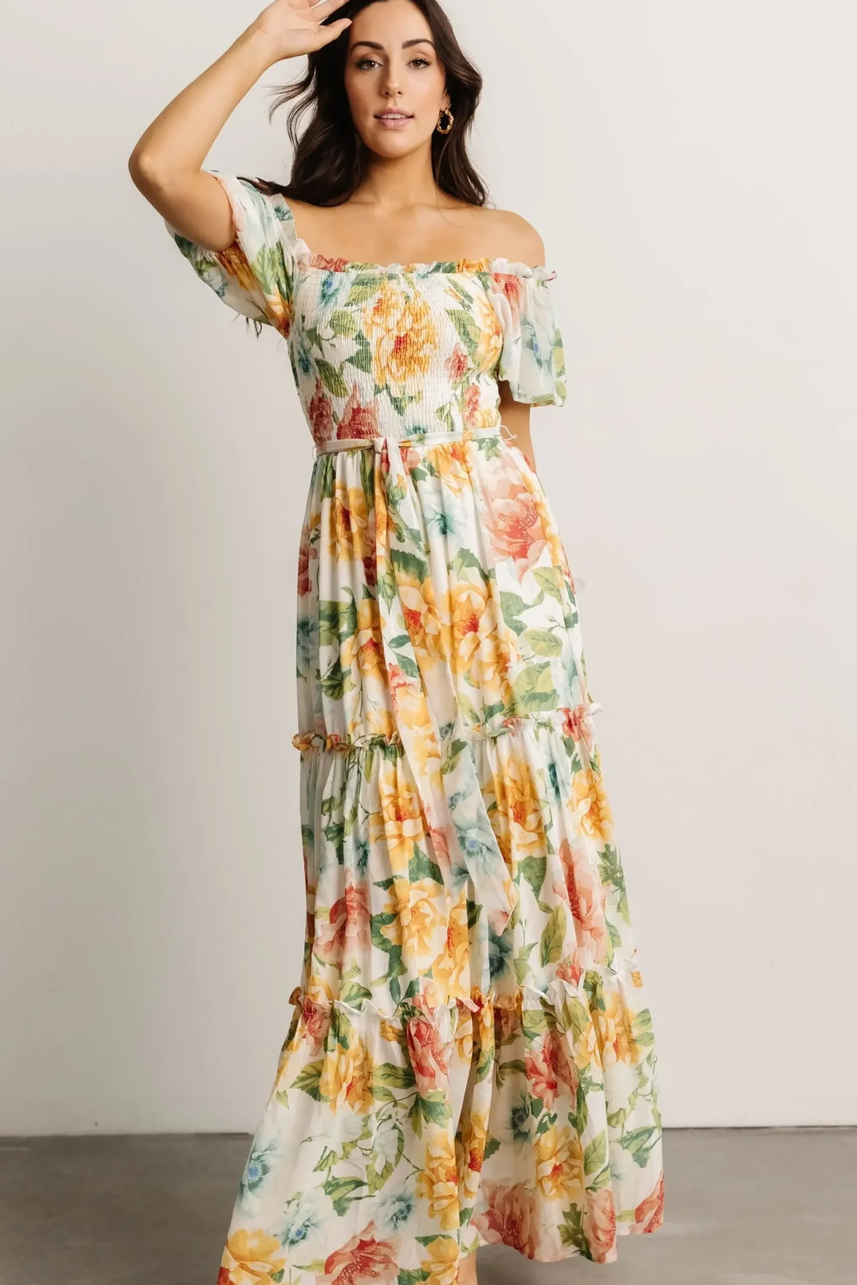 Sale Baltic Born Britney Tiered Maxi Dress | Ivory Multi Floral