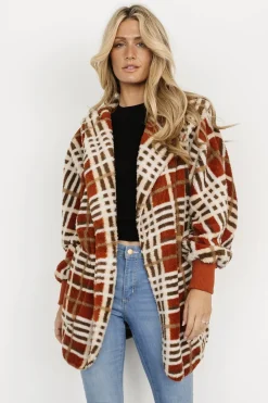 Sale Baltic Born Brody Plaid Teddy Jacket | Rust Multi
