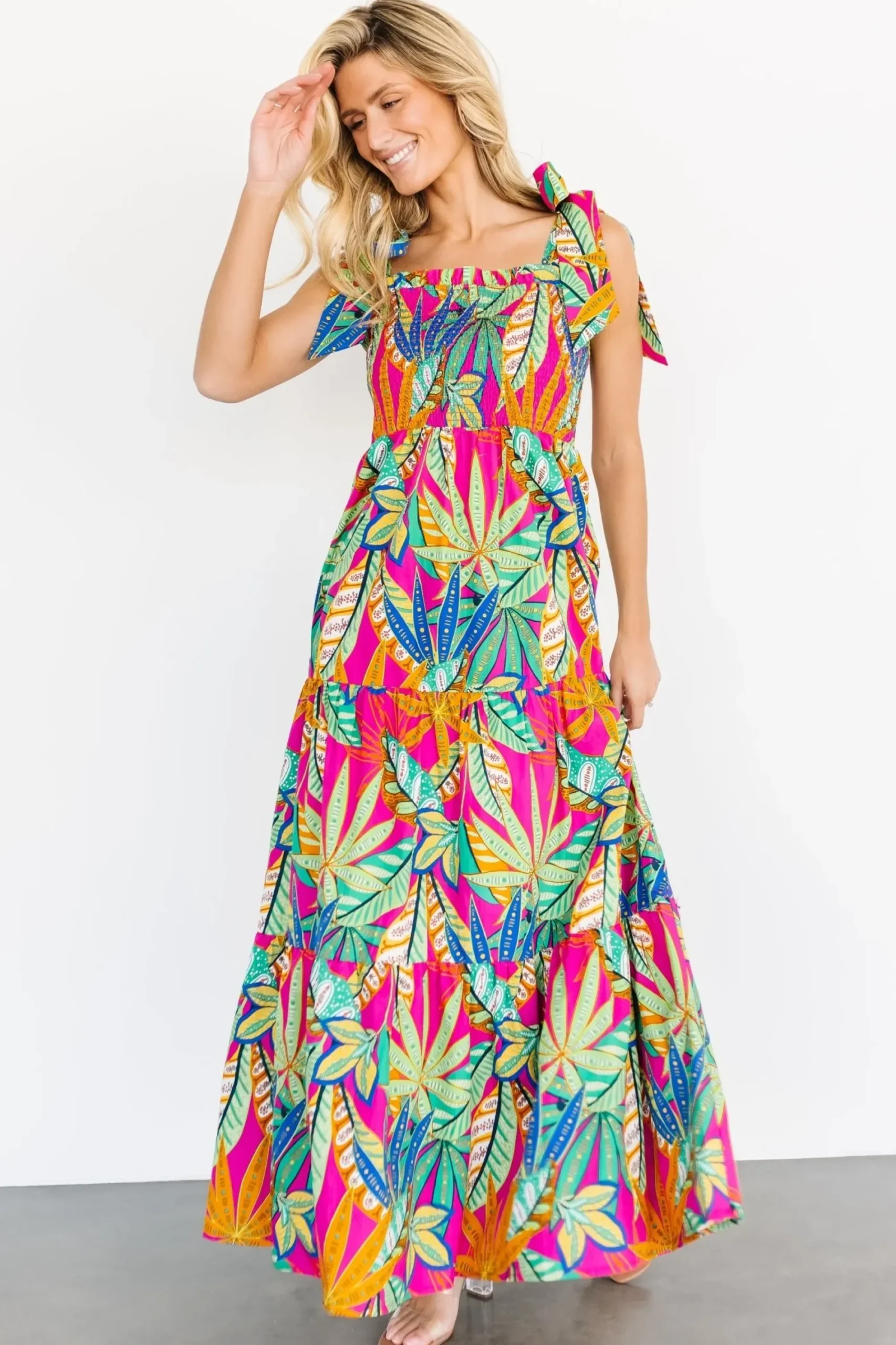 Hot Baltic Born Cabana Maxi Dress | Green + Fuchsia Multi