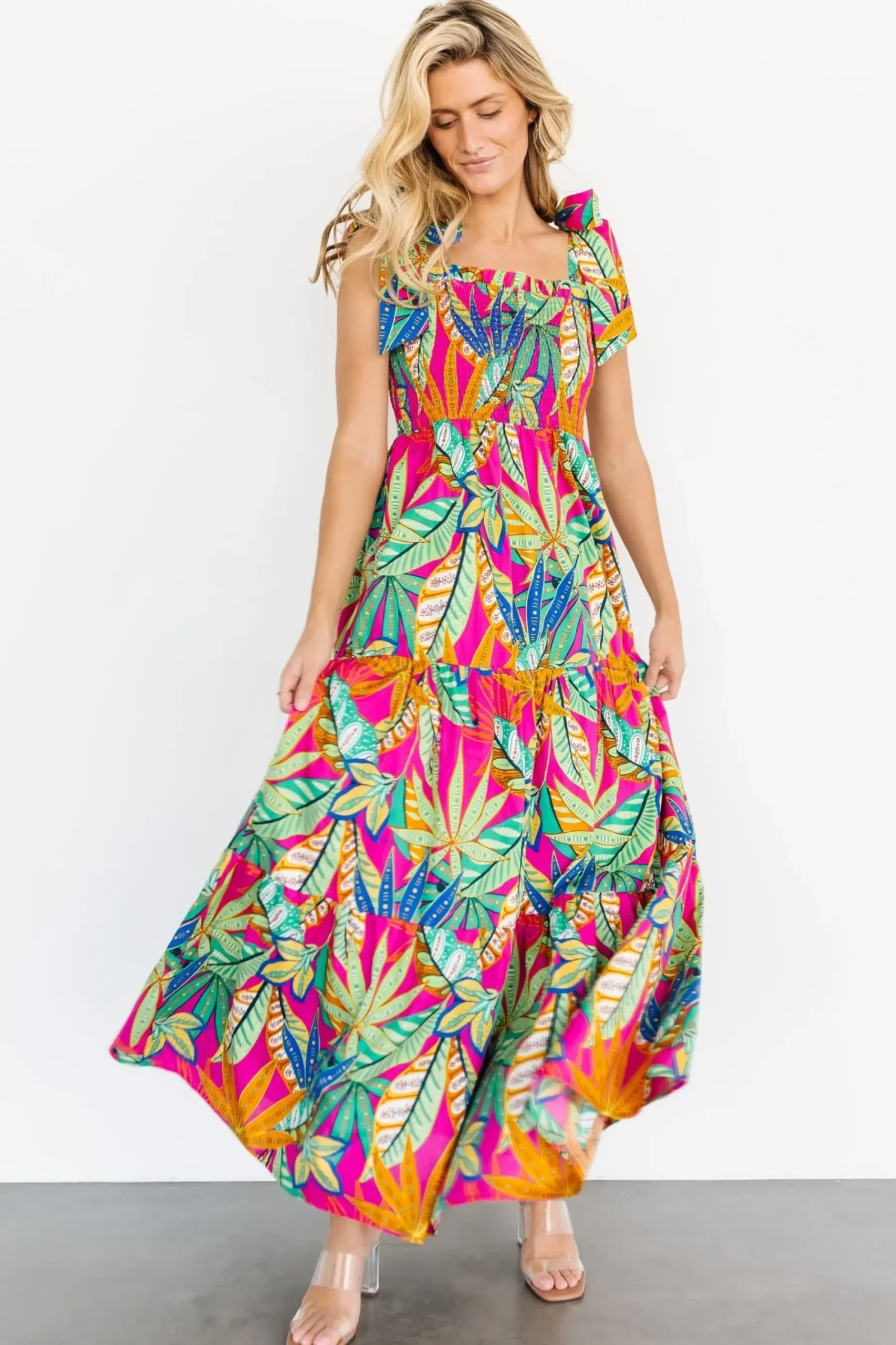 Hot Baltic Born Cabana Maxi Dress | Green + Fuchsia Multi