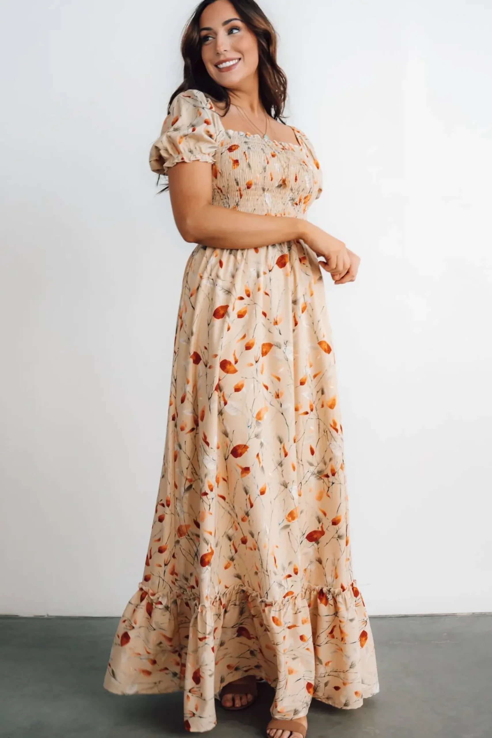 Clearance Baltic Born Capri Smocked Maxi Dress | Golden Print