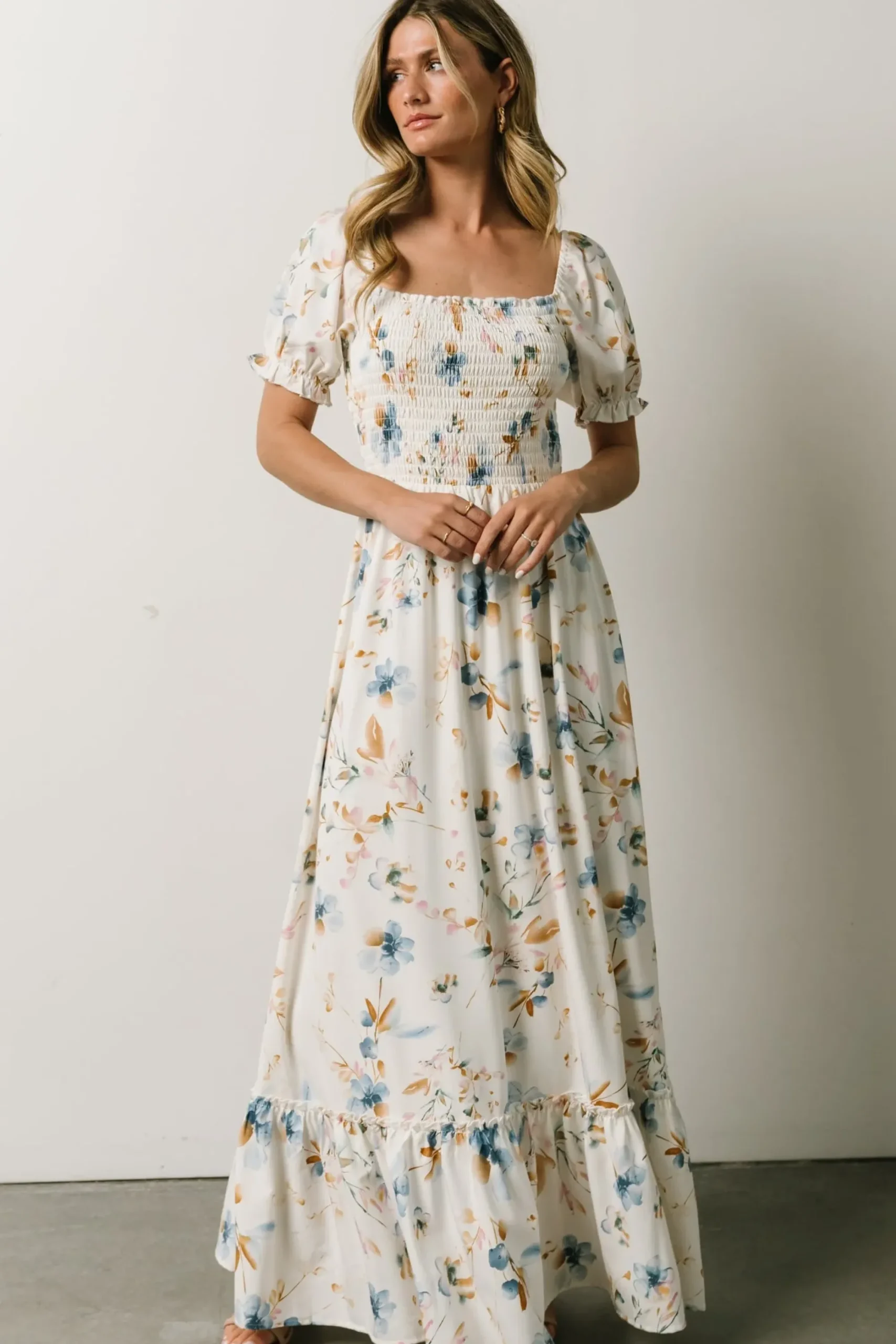 Sale Baltic Born Capri Smocked Maxi Dress | White Multi Print