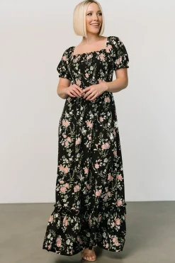 Outlet Baltic Born Capri Smocked Maxi Dress | Black Garden Floral
