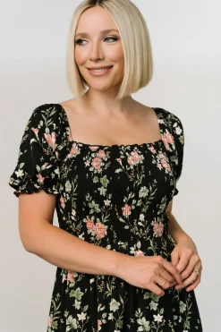 Outlet Baltic Born Capri Smocked Maxi Dress | Black Garden Floral