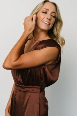 Discount Baltic Born Caria Satin Jumpsuit | Chocolate