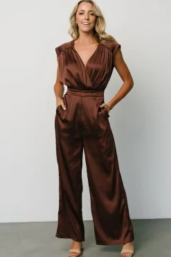 Discount Baltic Born Caria Satin Jumpsuit | Chocolate