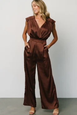 Discount Baltic Born Caria Satin Jumpsuit | Chocolate