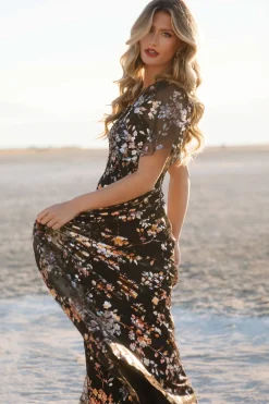 Clearance Baltic Born Cassandra Tulle Maxi Dress | Black Blossom