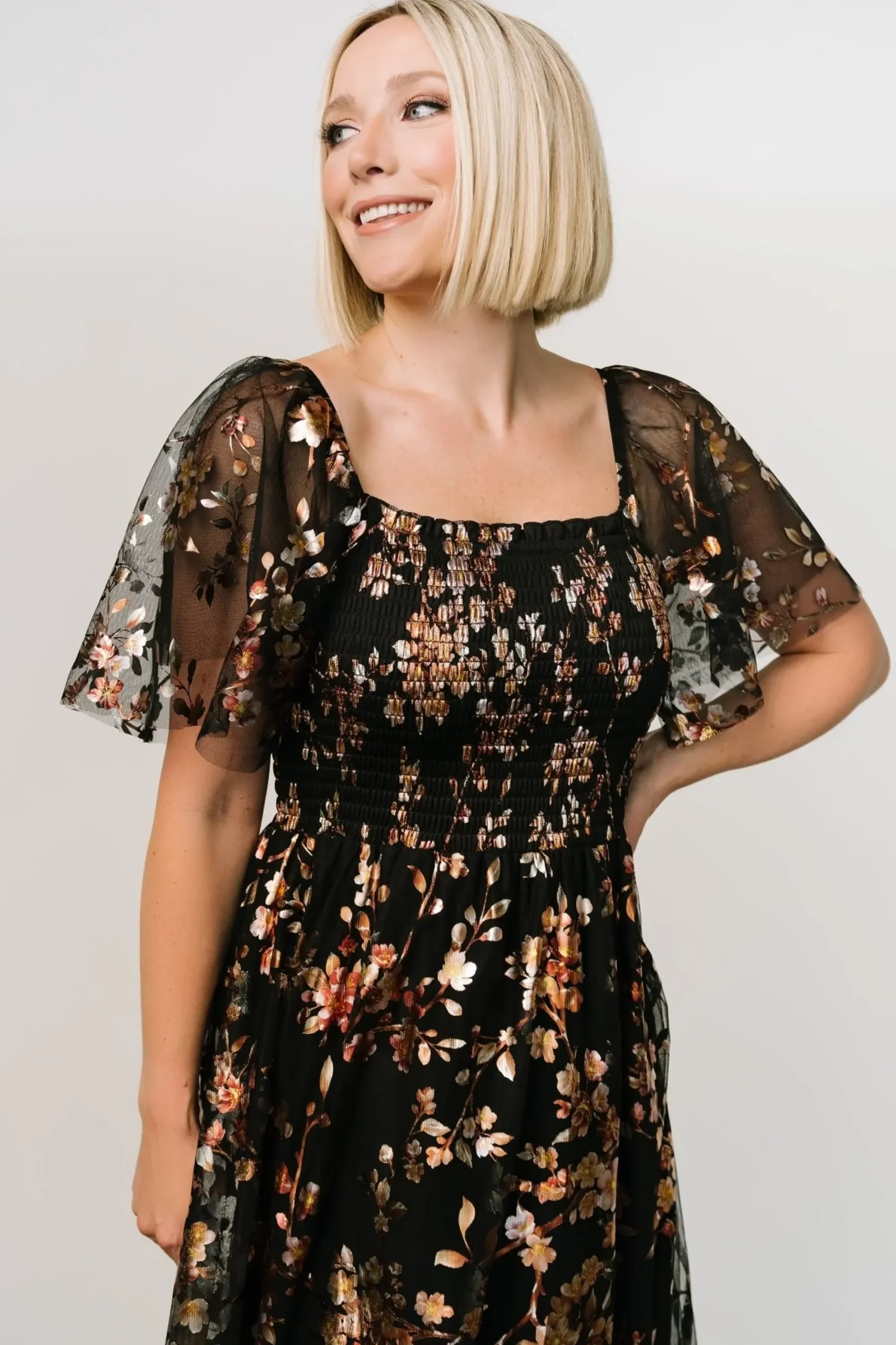 Clearance Baltic Born Cassandra Tulle Maxi Dress | Black Blossom