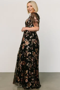 Clearance Baltic Born Cassandra Tulle Maxi Dress | Black Blossom