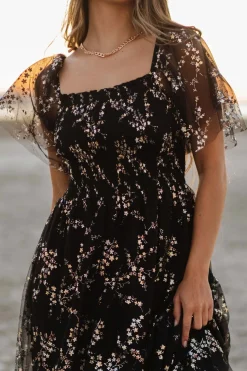 Hot Baltic Born Cassandra Tulle Maxi Dress | Metallic Black