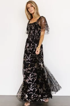 Hot Baltic Born Cassandra Tulle Maxi Dress | Metallic Black