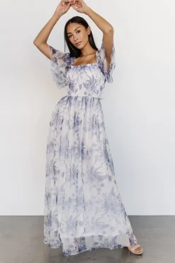 Fashion Baltic Born Cassandra Tulle Maxi Dress | Blue + White Floral