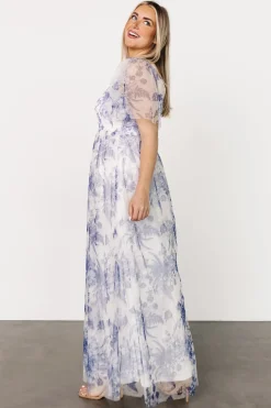 Fashion Baltic Born Cassandra Tulle Maxi Dress | Blue + White Floral