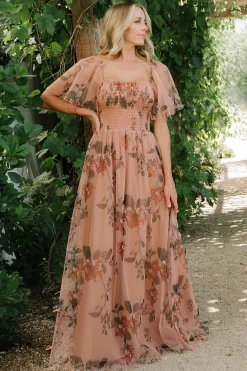 Outlet Baltic Born Cassandra Tulle Maxi Dress | Copper Floral