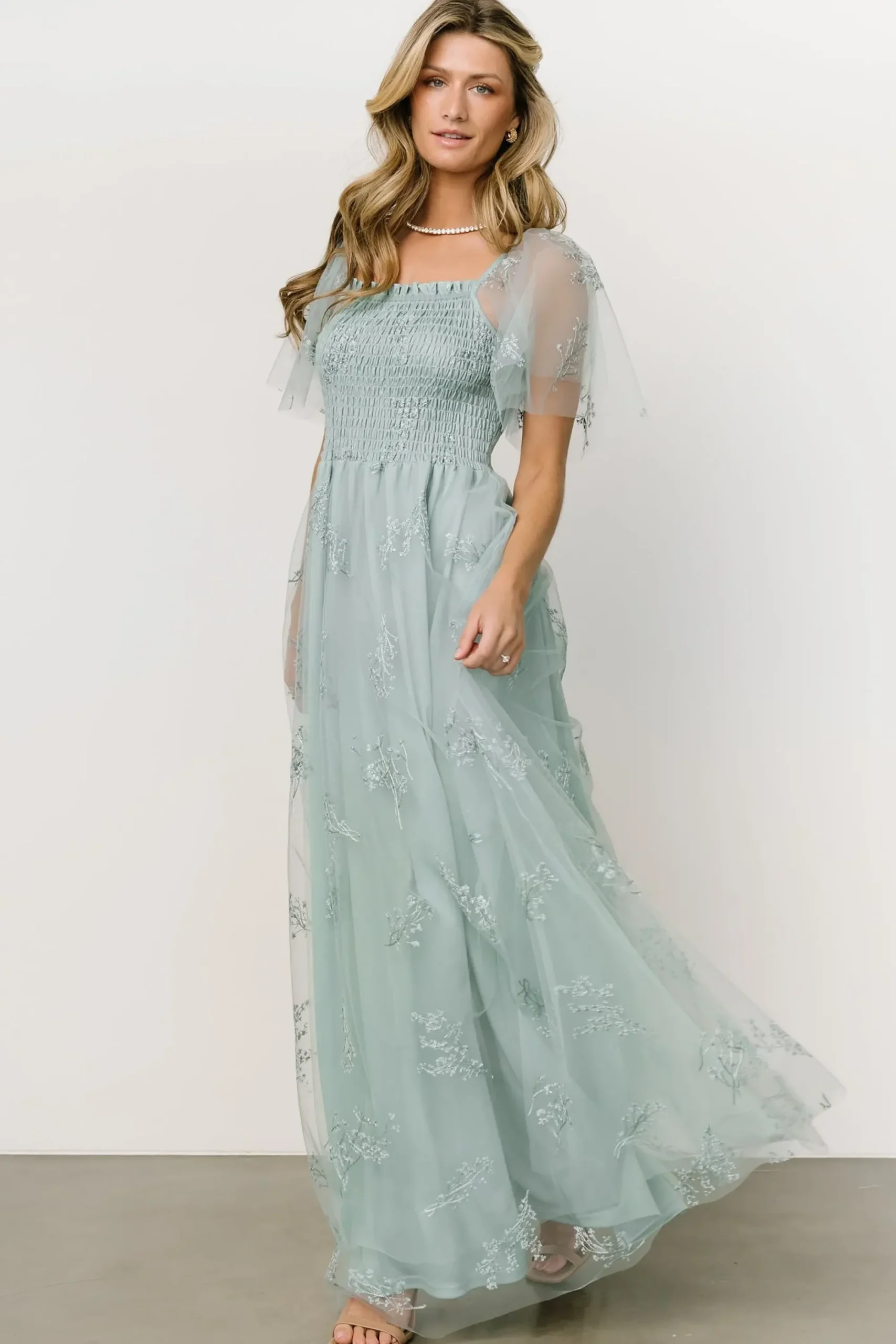 Sale Baltic Born Cassandra Tulle Maxi Dress | Sage Sparkle