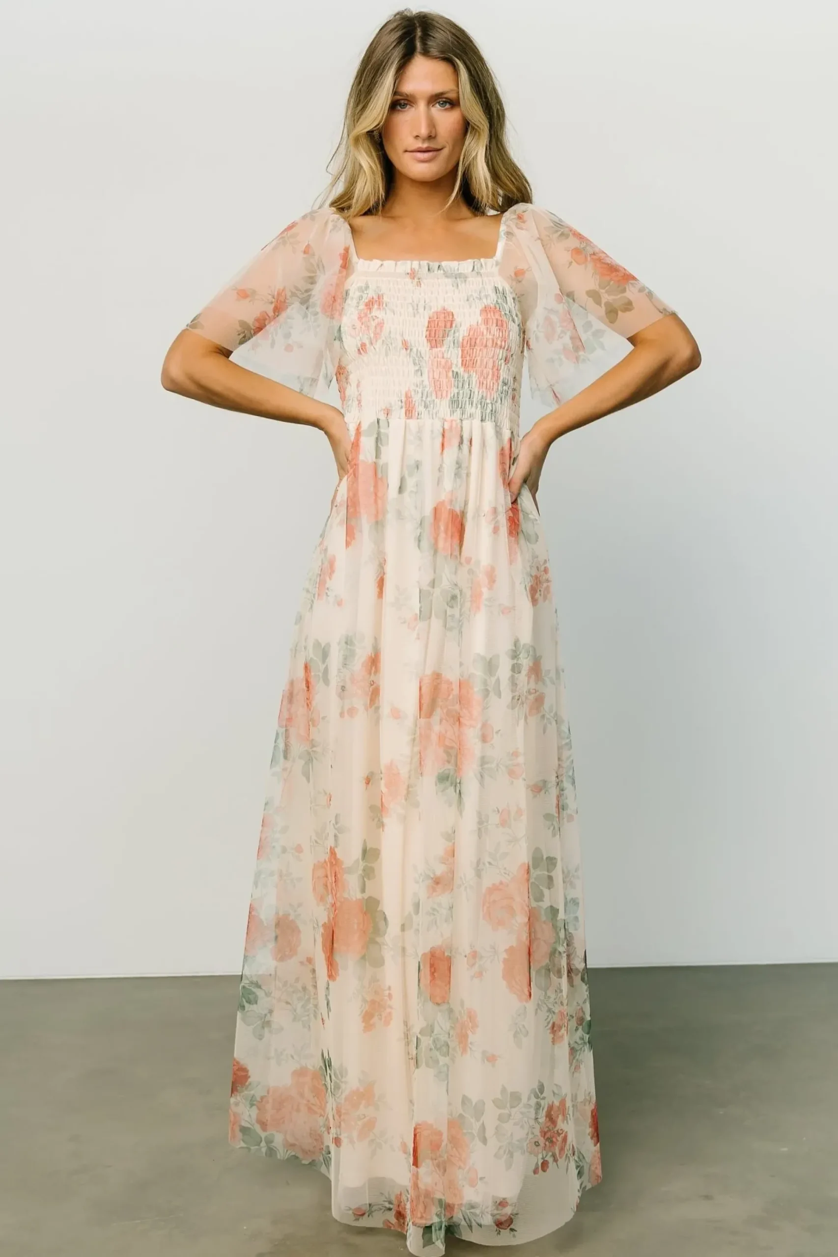 Hot Baltic Born Cassandra Tulle Maxi Dress | Buttercream Floral