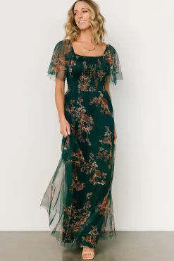 Outlet Baltic Born Cassandra Tulle Maxi Dress | Green + Bronze Floral