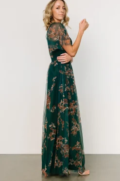 Outlet Baltic Born Cassandra Tulle Maxi Dress | Green + Bronze Floral