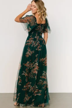 Outlet Baltic Born Cassandra Tulle Maxi Dress | Green + Bronze Floral