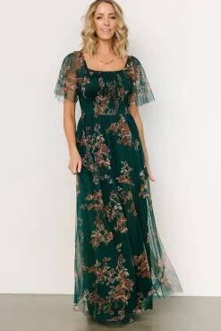Outlet Baltic Born Cassandra Tulle Maxi Dress | Green + Bronze Floral