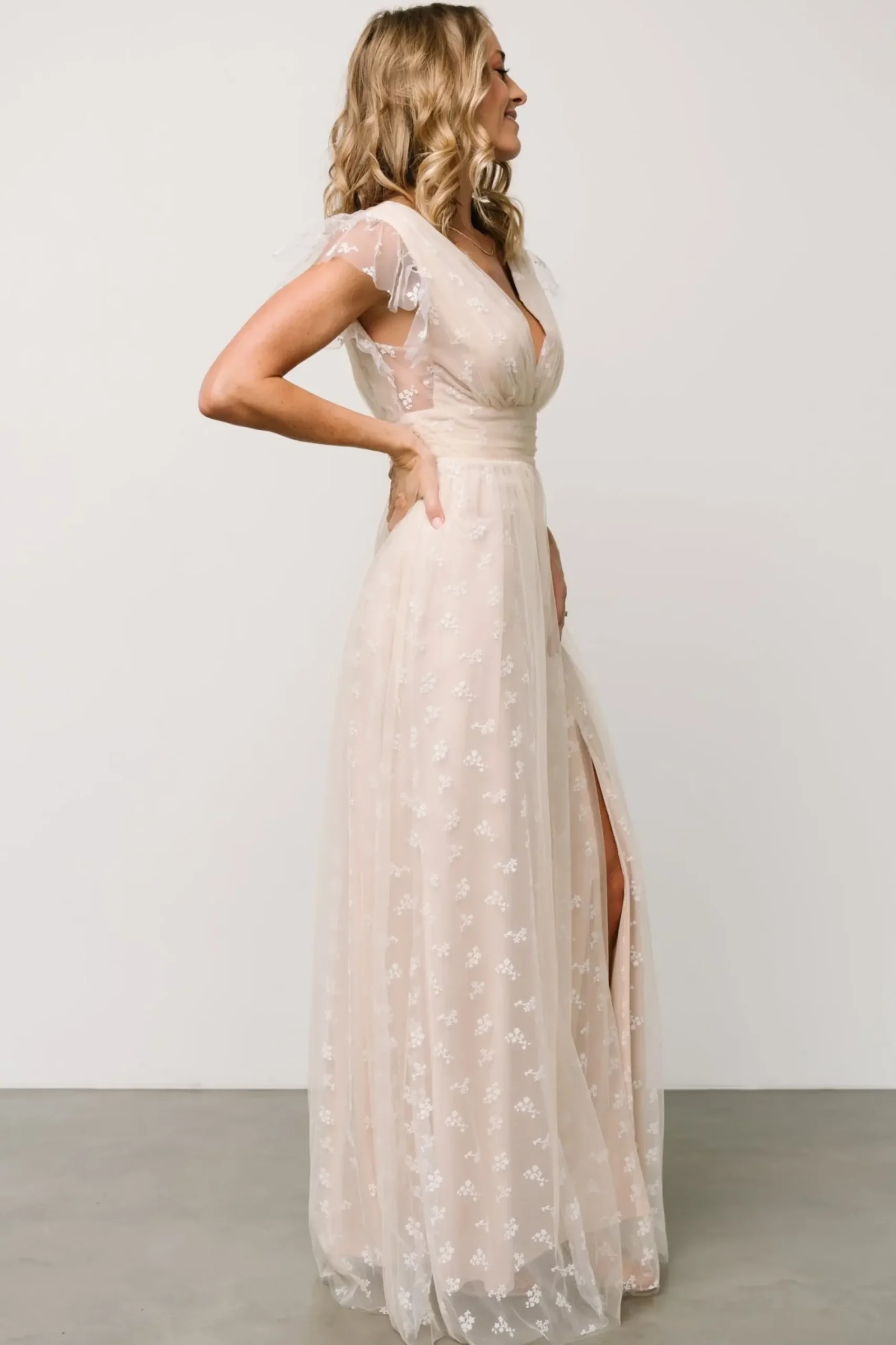 New Baltic Born Caterina Tulle Maxi Dress | Natural + White