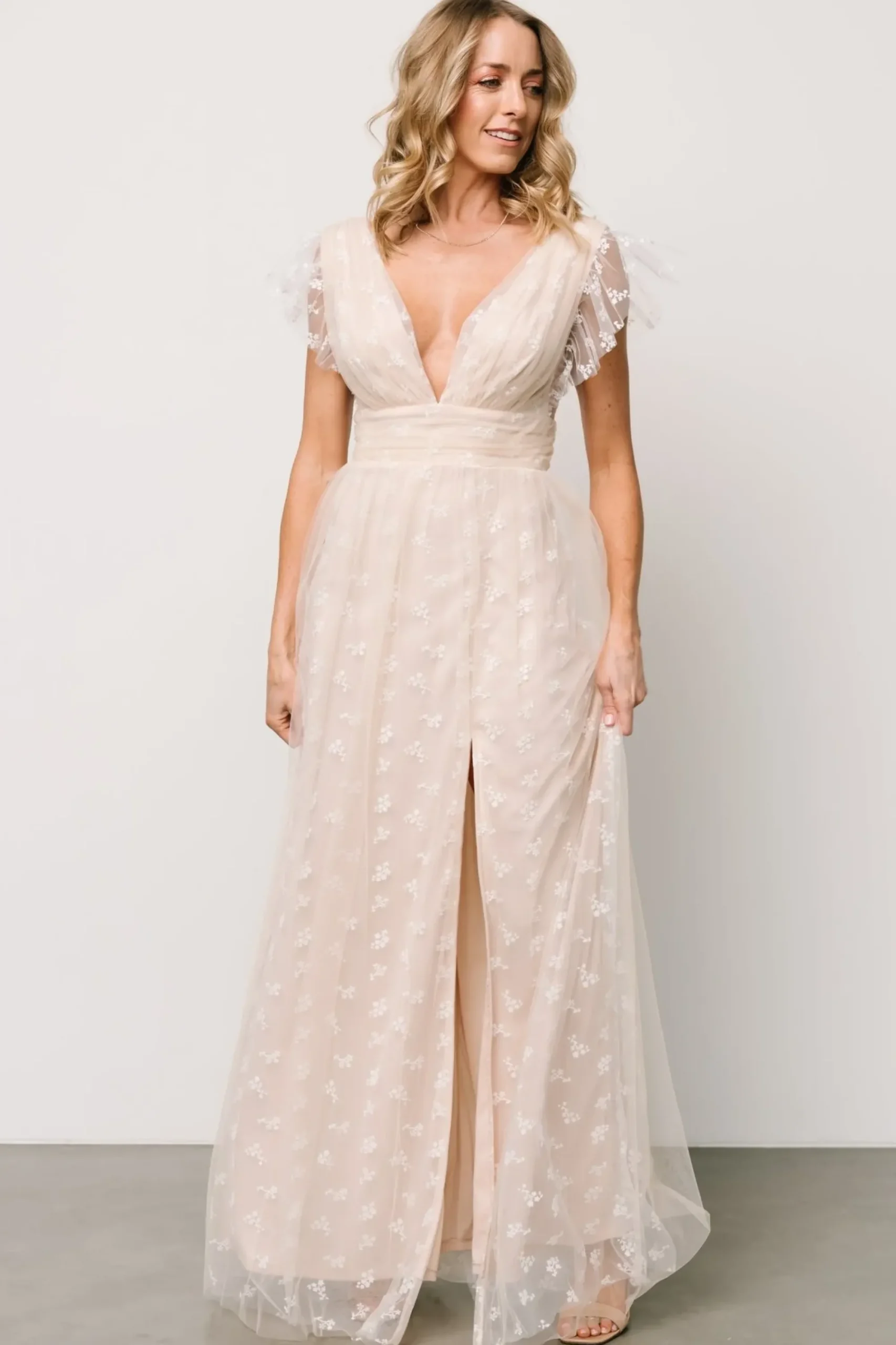 New Baltic Born Caterina Tulle Maxi Dress | Natural + White