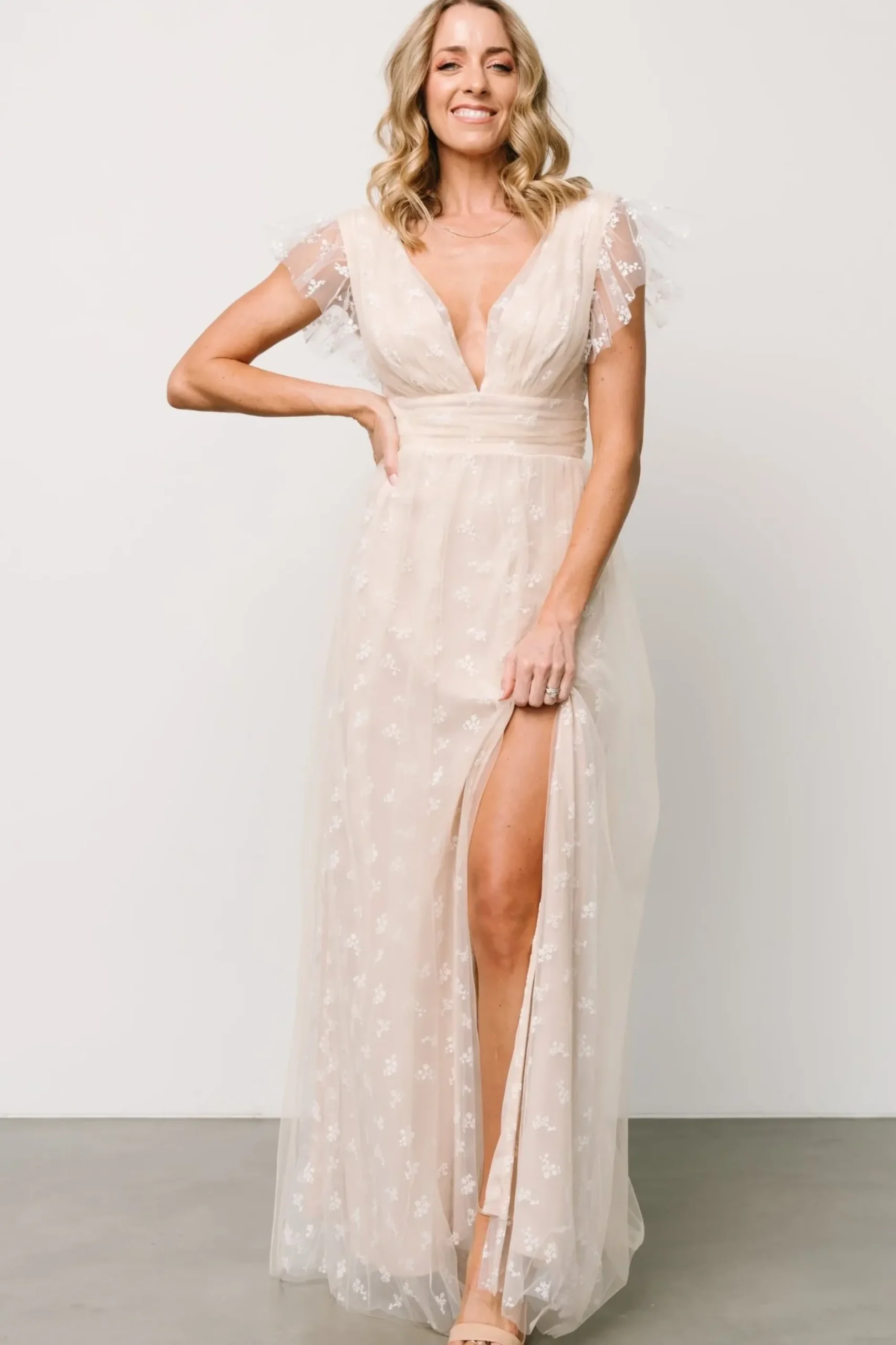 New Baltic Born Caterina Tulle Maxi Dress | Natural + White