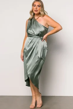 Hot Baltic Born Celia One Shoulder Midi Dress | Eucalyptus